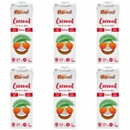 6 x Napój Kokosowy Bezglutenowy Niesłodzony Bio 1 l Ecomil - Mleko kokosowe bez dodatku cukru