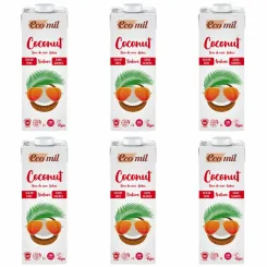 6 x Napój Kokosowy Bezglutenowy Niesłodzony Bio 1 l Ecomil - Mleko kokosowe bez dodatku cukru
