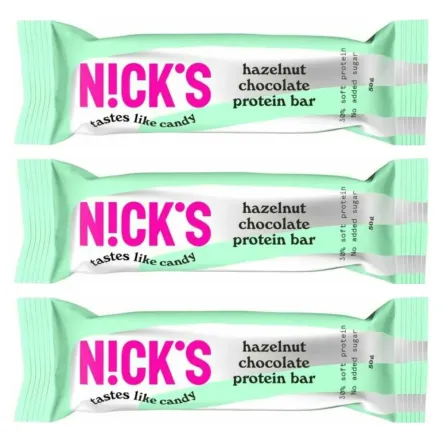 3 x Baton Proteinowy z Kremem z Orzechów Laskowych w Mlecznej Czekoladzie 50 g - Nicks