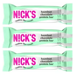 3 x Baton Proteinowy z Kremem z Orzechów Laskowych w Mlecznej Czekoladzie 50 g - Nicks