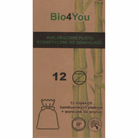 Wielorazowe Bambusowe Płatki Kosmetyczne 12 sztuk - Biomika