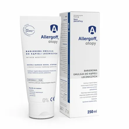Allergoff Atopy - Barierowa Emulsja do Kąpieli Leczniczych 250 ml - ICB Pharma - Przecena Krótka Data Minimalnej Trwałości