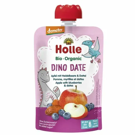 Mus Owocowy Daktylowy Dinozaur (Jabłko, Jagoda, Daktyl) Bio Demeter 100 g - Holle (data: 15.01.2025)
