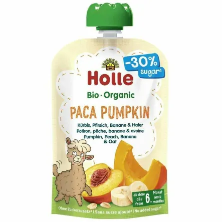 Mus Dynia, Brzoskwinia, Banan, Owies Bez Dodatku Cukru Bezglutenowy Bio 100 g - Holle