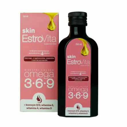 Estrovita Skin Kwasy Omega-3 Płyn Skóra Cera 150 ml - Skotan