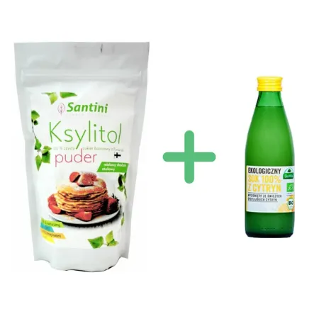 Zestaw do Przygotowania Lukru Ksylitol Puder 350 g - Santini + Sok z Cytryn z Sycylli Bio 250 ml - Ekowital