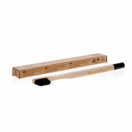 Szczoteczka do Zębów Bambusowa Czarna Włosy Średnie Mohani