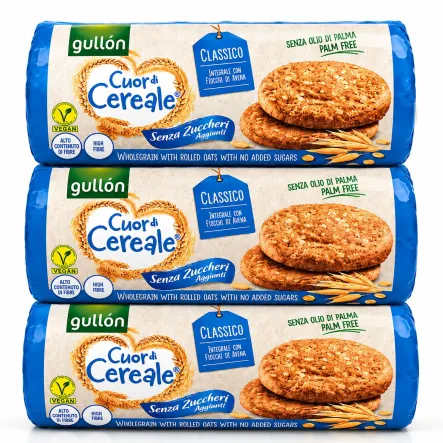 3 x Ciastka Pełnoziarniste z Płatkami Owsianymi Bez Dodatku Cukrów 280 g - Gullon