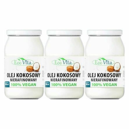 3 x Olej Kokosowy Nierafinowany 900 ml - EOOVITA