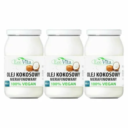 3 x Olej Kokosowy Nierafinowany 900 ml - EOOVITA