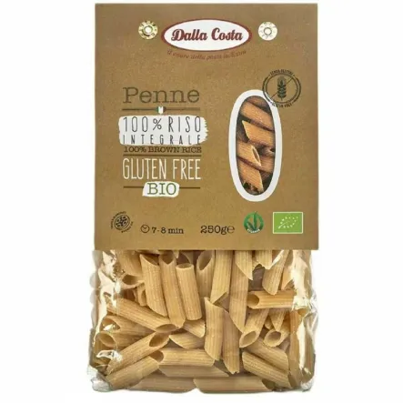 Makaron Ryżowy Razowy Penne Bezglutenowy Bio 250 g - Dalla Costa