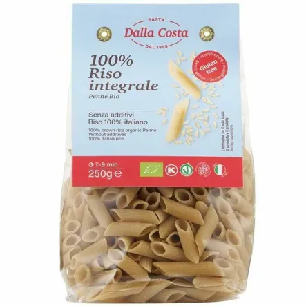 Makaron Ryżowy Razowy Penne Bezglutenowy Bio 250 g - Dalla Costa