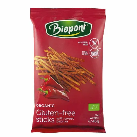 Paluszki Paprykowe Bezglutenowe Bio 45 g - Biopont (data: 12.10.2025)