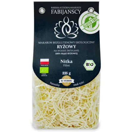 Makaron z Ryżu Białego Nitka Bezglutenowy Bio 225 g - Fabijańscy