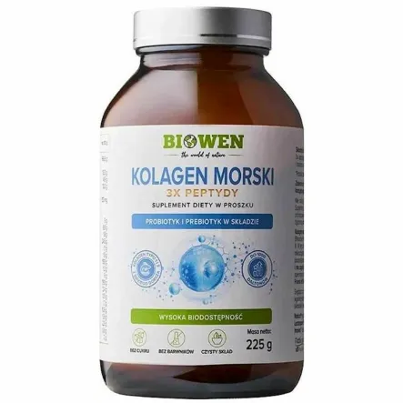 Kolagen Morski 3x Peptydy w Proszku 225 g - Biowen