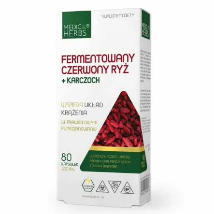 Fermentowany Czerwony Ryż +Karczoch 260 mg 80 Kapułek - Medica Herbs