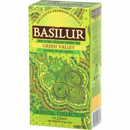 Herbata Zielona Bez Dodatków GREEN VALLEY 25 Saszetek - Basilur
