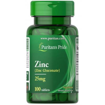Cynk (Glukonian Cynku) 25 mg 100 Tabletek - Puritan's Pride