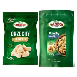 Zestaw Orzechy Włoskie Łuszczone 1 kg Targroch + Orzechy Nerkowca Połówki 1 kg - Targroch
