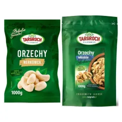 Zestaw Orzechy Włoskie Łuszczone 1 kg Targroch + Orzechy Nerkowca Połówki 1 kg - Targroch