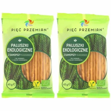 2 x Paluszki z Samopszy Pełnoziarniste Bio 45 g - Pięć Przemian