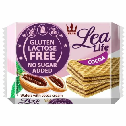 Wafle Kakaowe Bezglutenowe Bez Laktozy Bez Dodatku Cukru 95 g  - Happy Lea Life