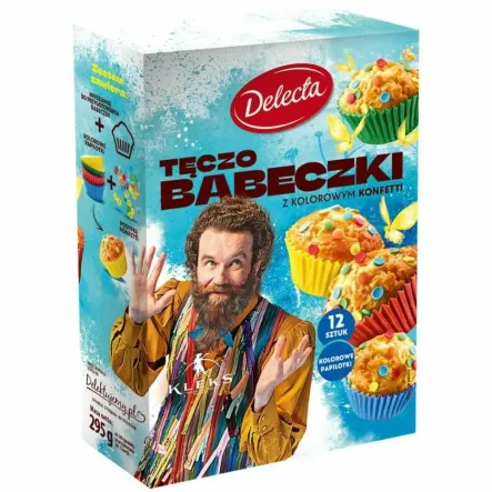 Tęczo Babeczki z Kolorowym Konfetti 295 g - Delecta (data: 30.04.2025)