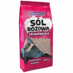 Sól Himalajska Różowa Drobna Jodowana 500 g - Naturavena