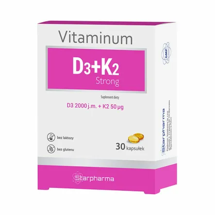 Vitaminum D3 +K2 Strong 30 Kapsułek - Starpharma