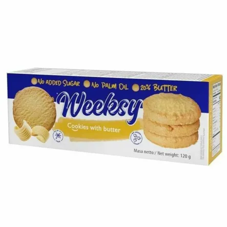 Ciasteczka Kruche z Masłem Bez Dodatku Cukru 120 g- WEEKSY