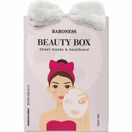 Zestaw Beauty Box Opaska + 2 Maski w Płachcie - Baroness