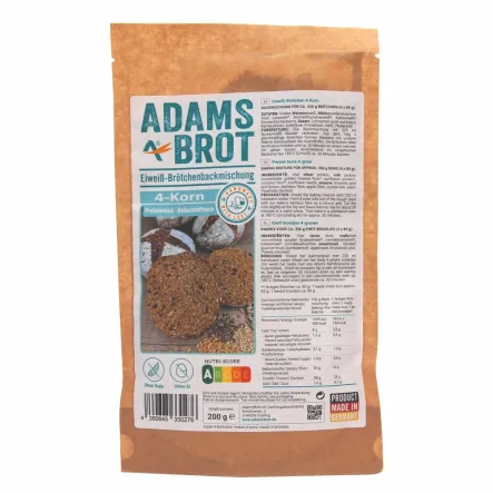 Niskowęglowodanowe Bułeczki Adama 4 Ziarna 200 g - Adams Brot- Przecena Krótka Data Minimalnej Trwałości