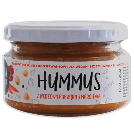 Hummus z Wędzoną Papryką i Marchewką 200 g VegaUp - Przecena Krótka Data Minimalnej Trwałości