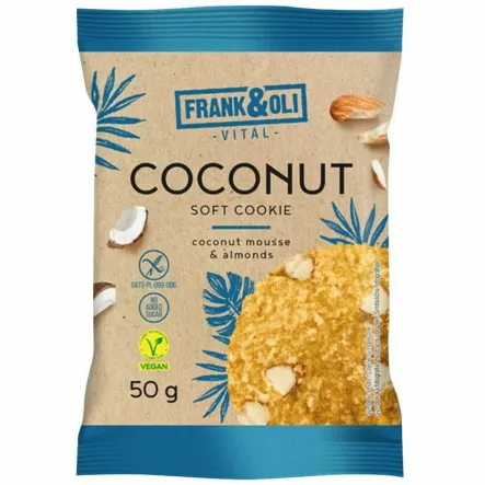 Ciasteczko Kokosowe z Migdałami Bezglutenowe Bez Dodatku Cukru 50 g - Frank&Oli
