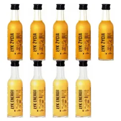 5 x ŁYK Życia (Imbir, Miód, cytryna, Woda Kokosowa, Kurkuma, Pieprz Cayenne) 50 ml - Drest + 4 x ŁYK Energii (Imbir, Miód, Cytryna, Woda Kokosowa, Ananas) 50 ml - Drest
