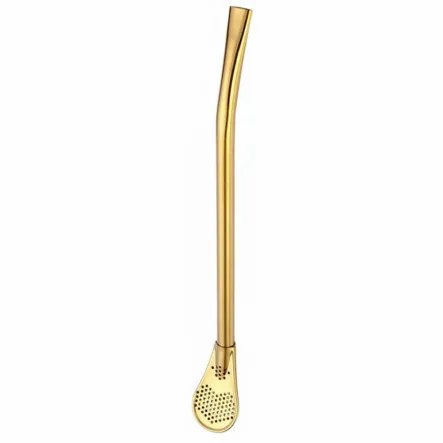 Bombilla Nierdzewna Złota 15,5 cm - Pizca Del Mundo