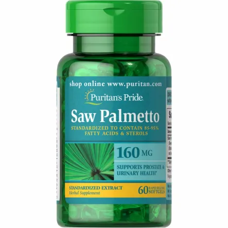 Saw Palmetto Ekstrakt 160 mg 60 Kapsułek Puritan's Pride - Przecena Krótka Data Minimalnej Trwałości