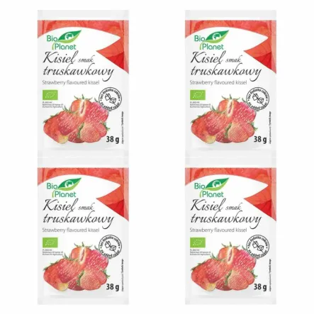 4 x Kisiel o Smaku Truskawkowym z Liofilizowanymi Truskawkami Bez Dodatku Cukru Bio 38 g - Bio Planet