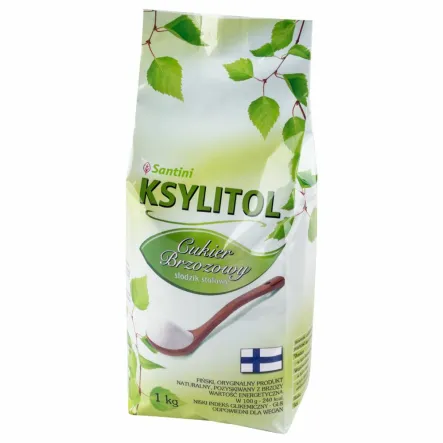 Ksylitol C Krystaliczny 1 kg - Torebka - Santini Fiński Cukier Brzozowy Oryginalny Xylitol z brzozy Danisco Finlandia