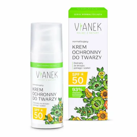 Normalizujący Krem Ochronny do Twarzy SPF 50 ml - Vianek