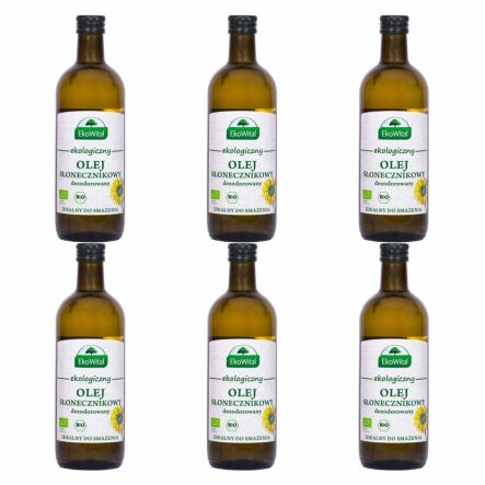 6 x Olej Słonecznikowy do Smażenia BIO 1 l - EkoWital
