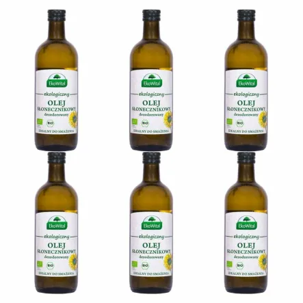 6 x Olej Słonecznikowy do Smażenia BIO 1 l - EkoWital