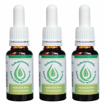 Zestaw 3 x Tokotrienole - Naturalna Witamina E w Kroplach 20 ml - Proved 