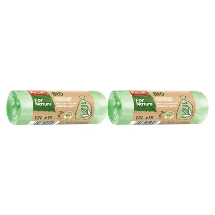 2 x Kompostowalne Worki na Bioodpady 12 L 15 Sztuk - Paclan For Nature