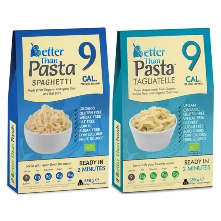 Zestaw Makaron Konjac Spaghetti Bezglutenowy Bio 385g - Better Than Foods + Makaron Konjac Tagliatelle Bezglutenowy Bio 385 g Better Than Foods