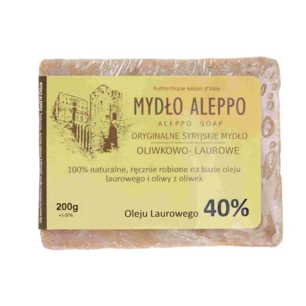 Tradycyjne Syryjskie Mydło Aleppo Olej Laurowy 40% 180-200 g Biomika