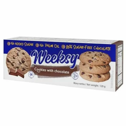 Ciasteczka Kruche z Czekoladą Bez Dodatku Cukru 120 g - WEEKSY