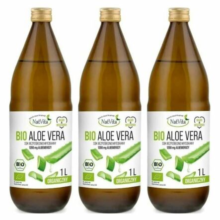 3 x Bio Aloe Vera Sok Bezpośrednio Wyciskany 1200 mg Aloewerozy 1 l - Natvita
