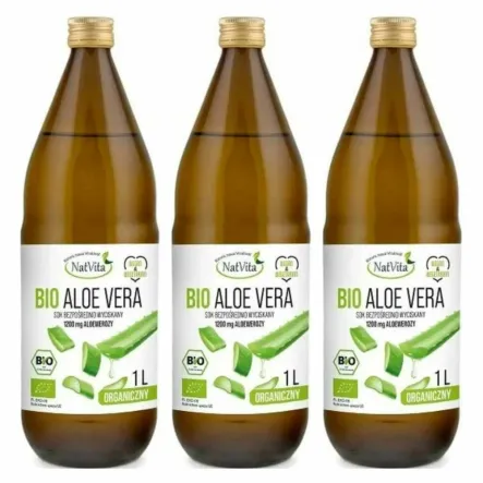 3 x Bio Aloe Vera Sok Bezpośrednio Wyciskany 1200 mg Aloewerozy 1 l - Natvita