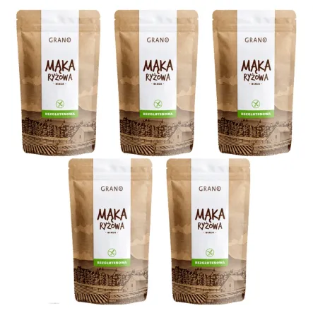 5 x Mąka Ryżowa Biała Bezglutenowa 500 g - Grano